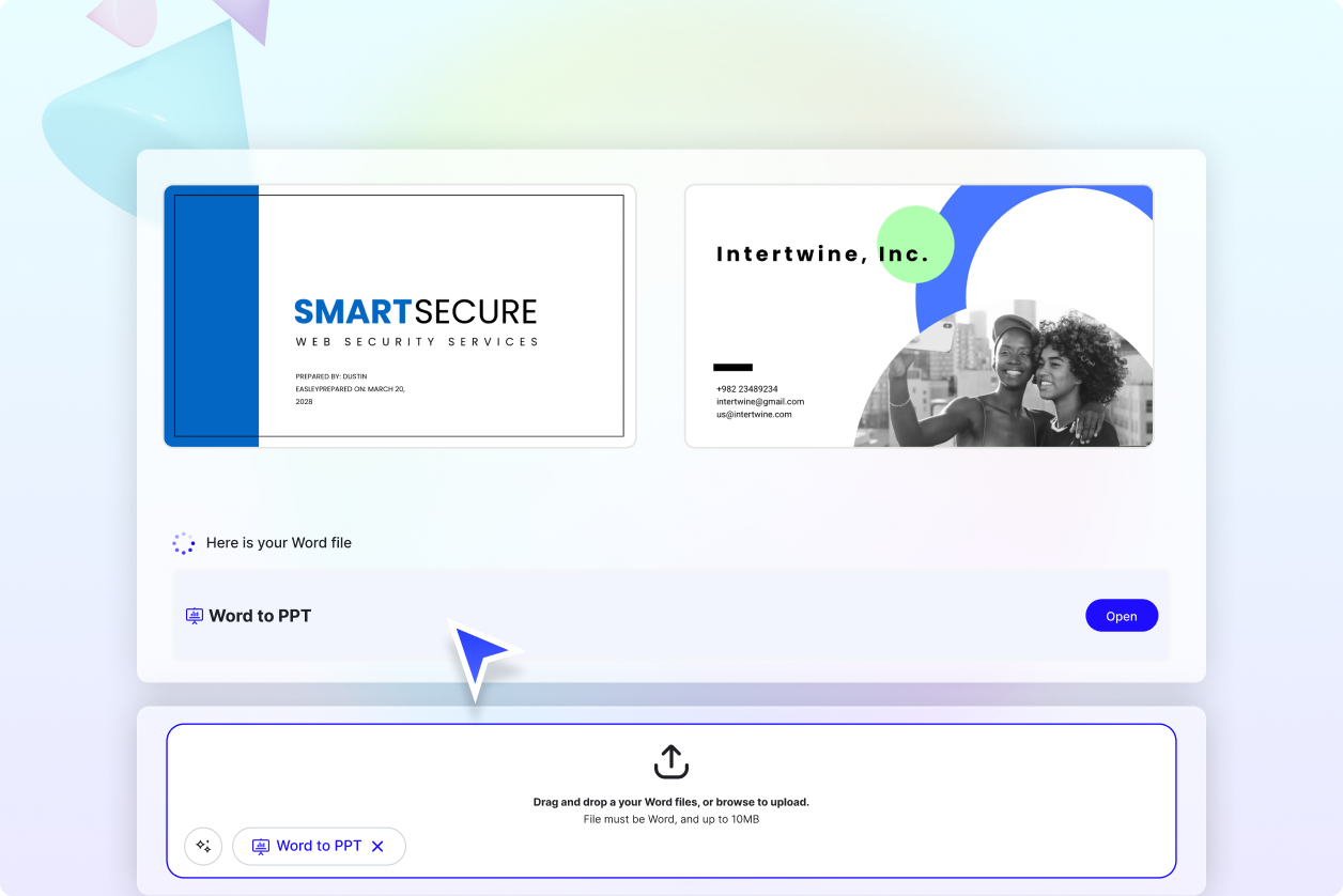 Free AI Word to PPT Presentation Generator | Convert Word Documents into Stunning PowerPoint Slides Online